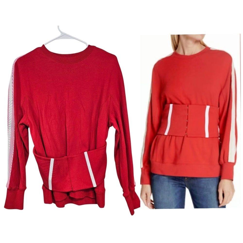 Jonathan Simkhai Corset Sweater Knit Striped Sleeve